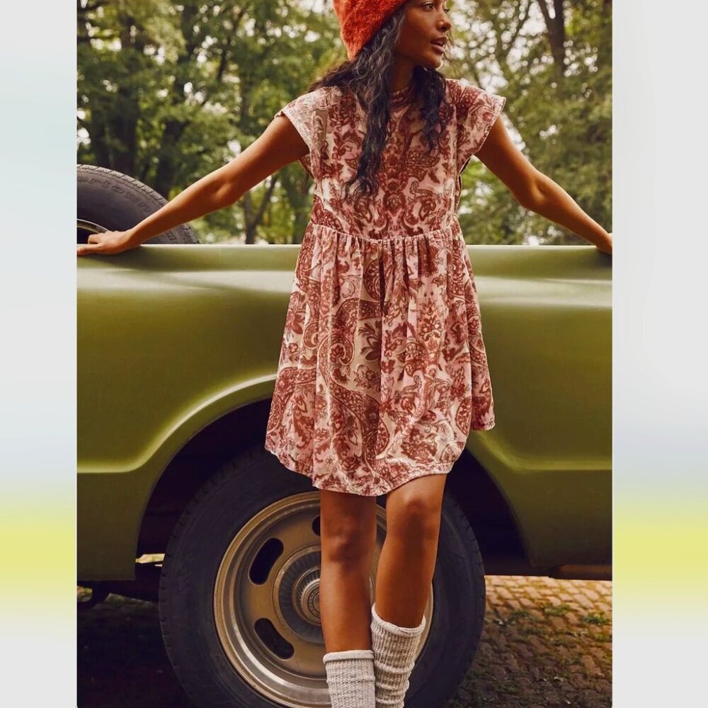 nwt Free People All The Time Velvet Mini Dress - Women's Size Medium - Picture 2 of 10